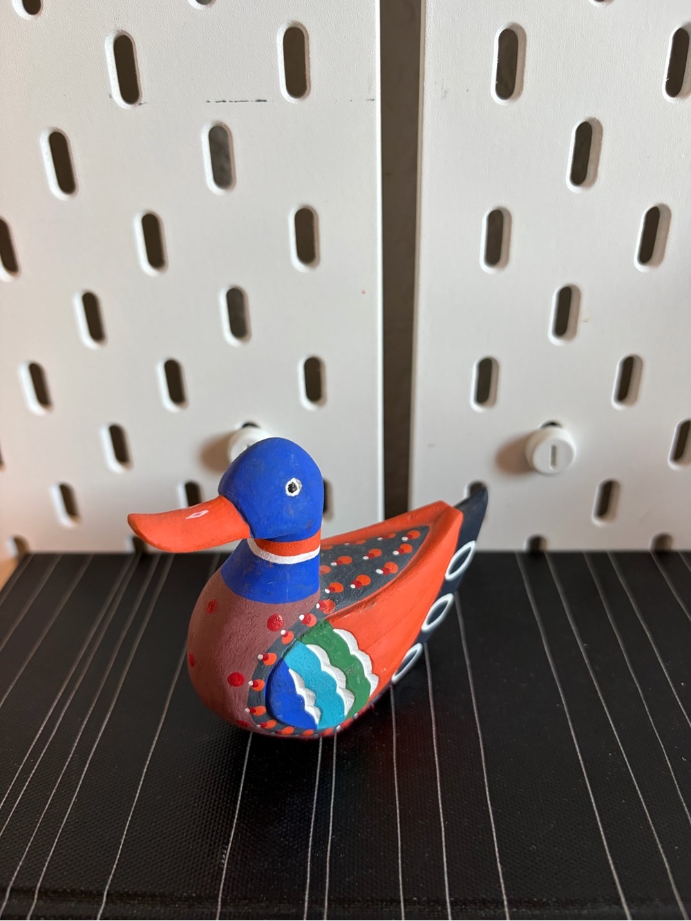 Vintage Korean Wedding Duck Hand Painted Wooden Mandarin Duck